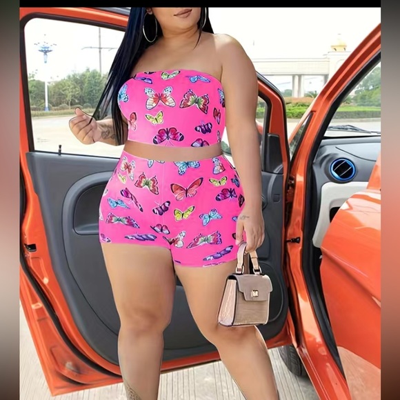 Pink butterfly 2 piece set - Picture 2 of 2